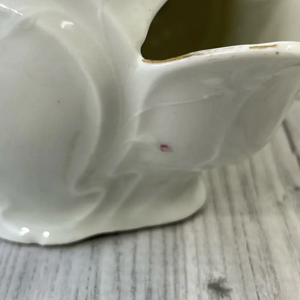 Vintage White Floral Bouquet Victorian Shaving Scuttle Mug Cup Decor